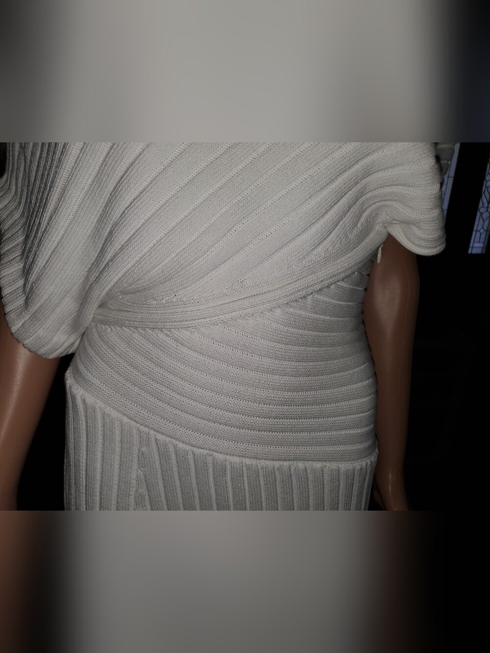 Cult Gaia Naunet Asymmetric neck knitted midi dress Off White Small - Picture 14 of 16